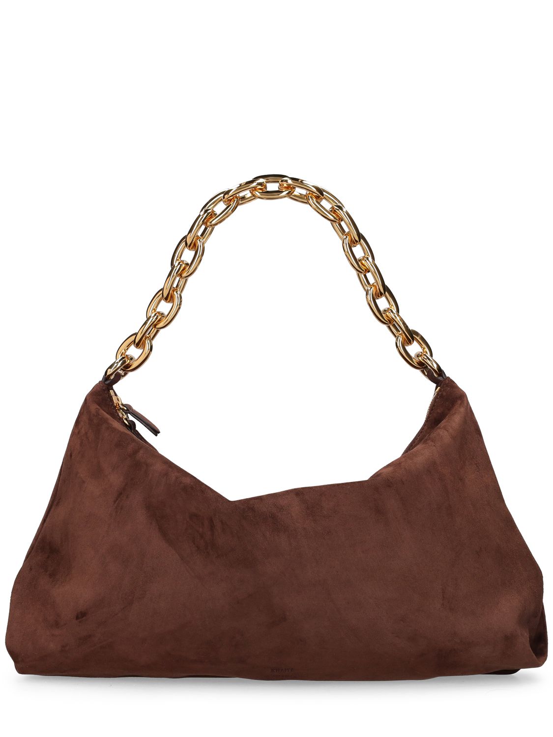 Khaite Clara Chain Suede Shoulder Bag In Kaffe