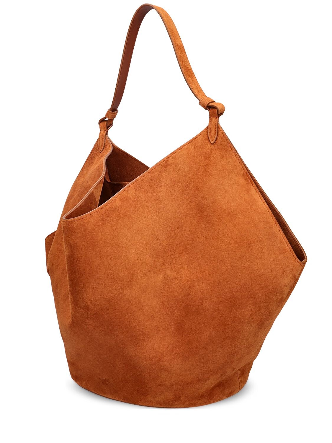 Shop Khaite Medium Lotus Leather Shoulder Bag In Caramel