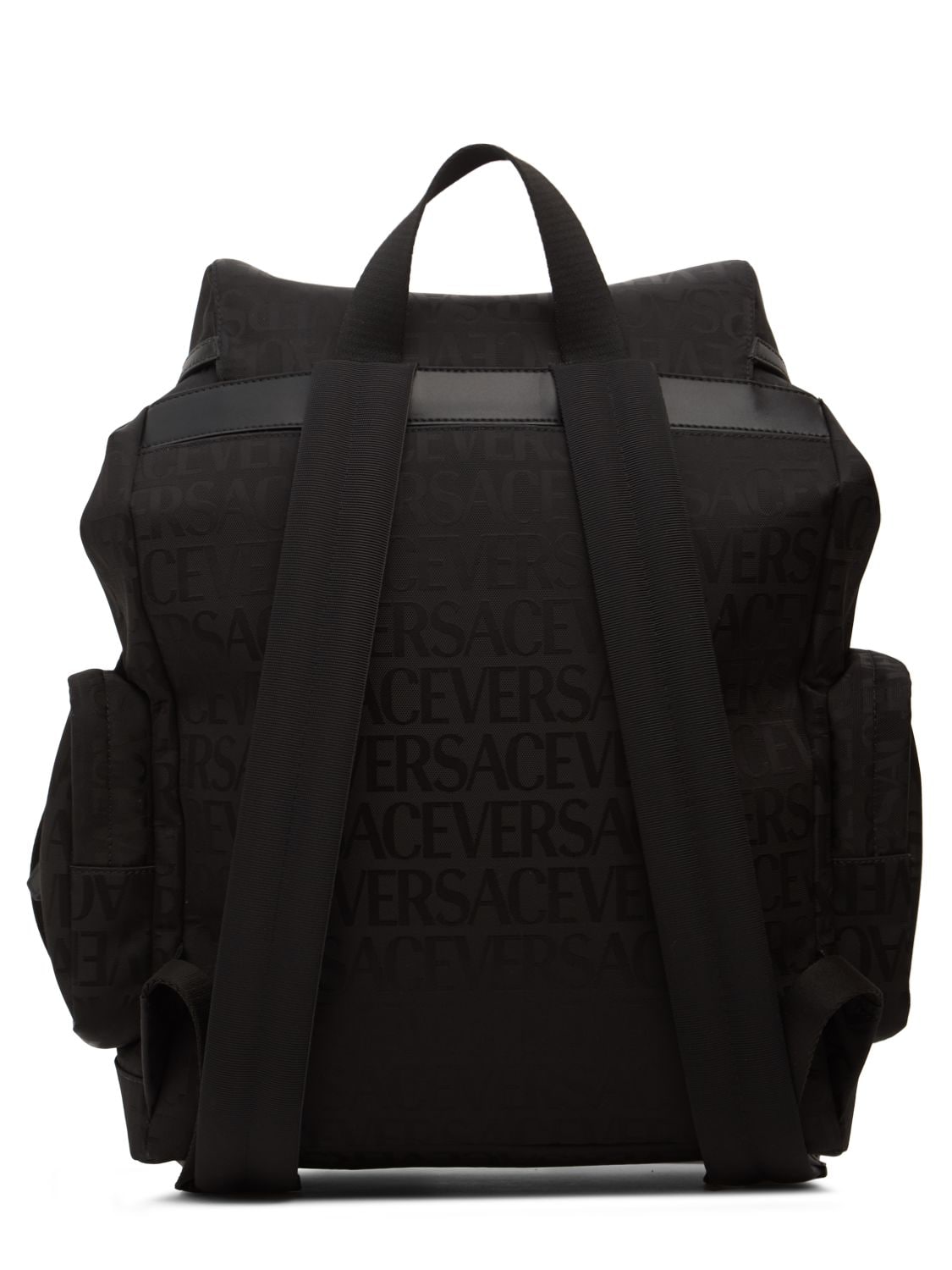 Shop Versace Logo Nylon Backpack In Black