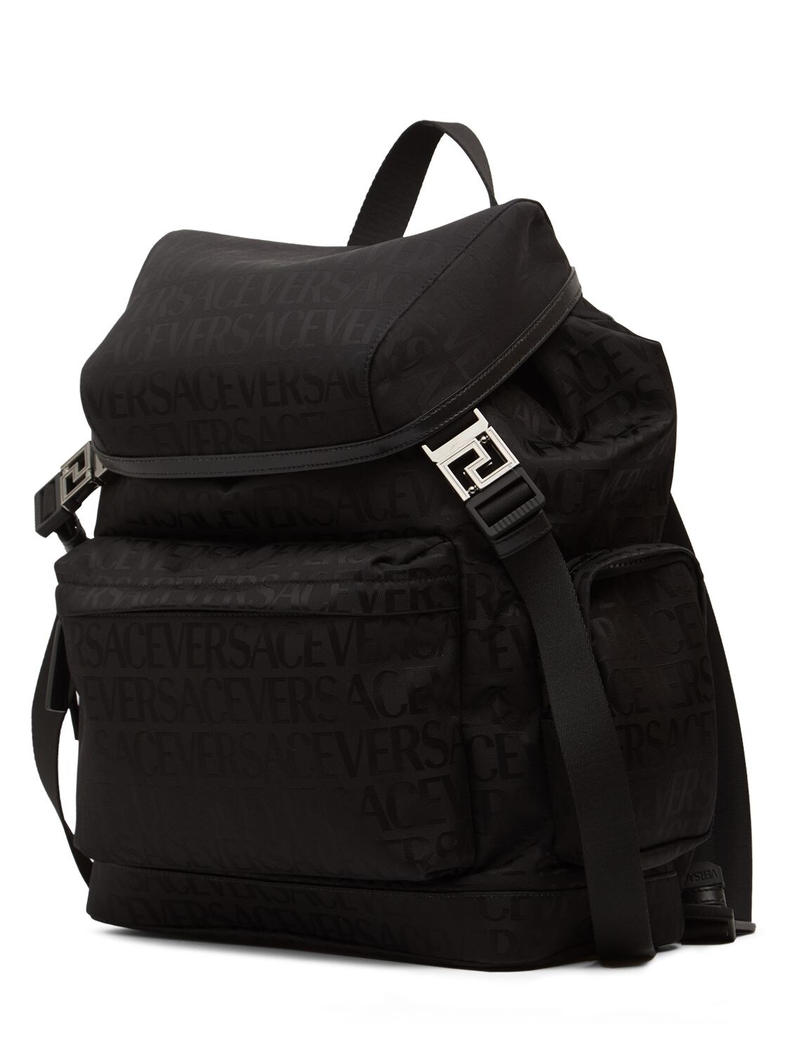 Shop Versace Logo Nylon Backpack In Black