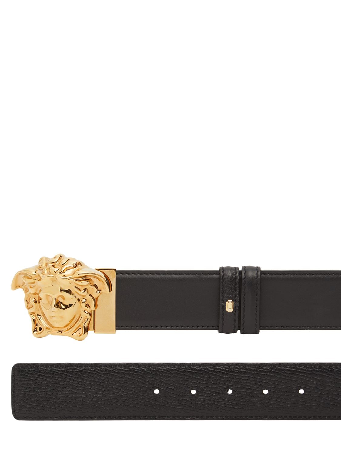 Shop Versace 4cm Medusa Reversible Leather Belt In Black