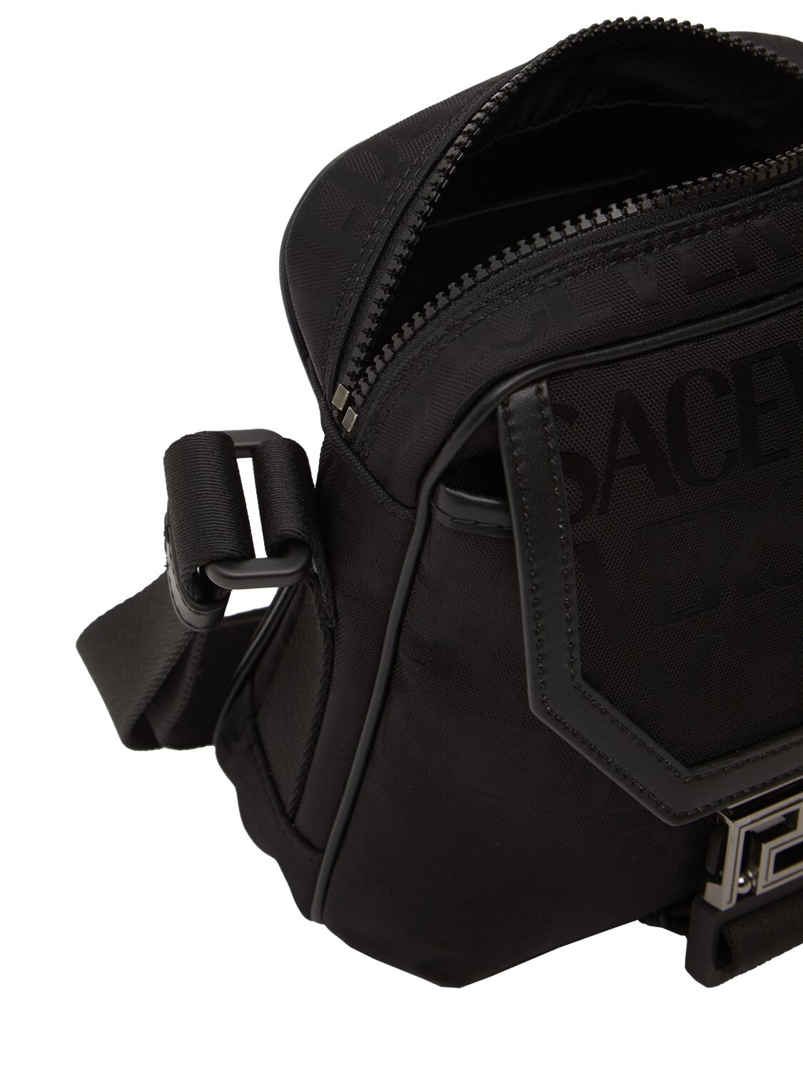 VERSACE: bag in jacquard nylon - Black  Versace shoulder bag  10099191A07040 online at