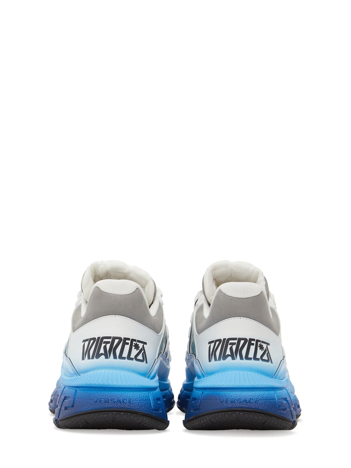 Shop Versace Fabric Sneakers In White,blue