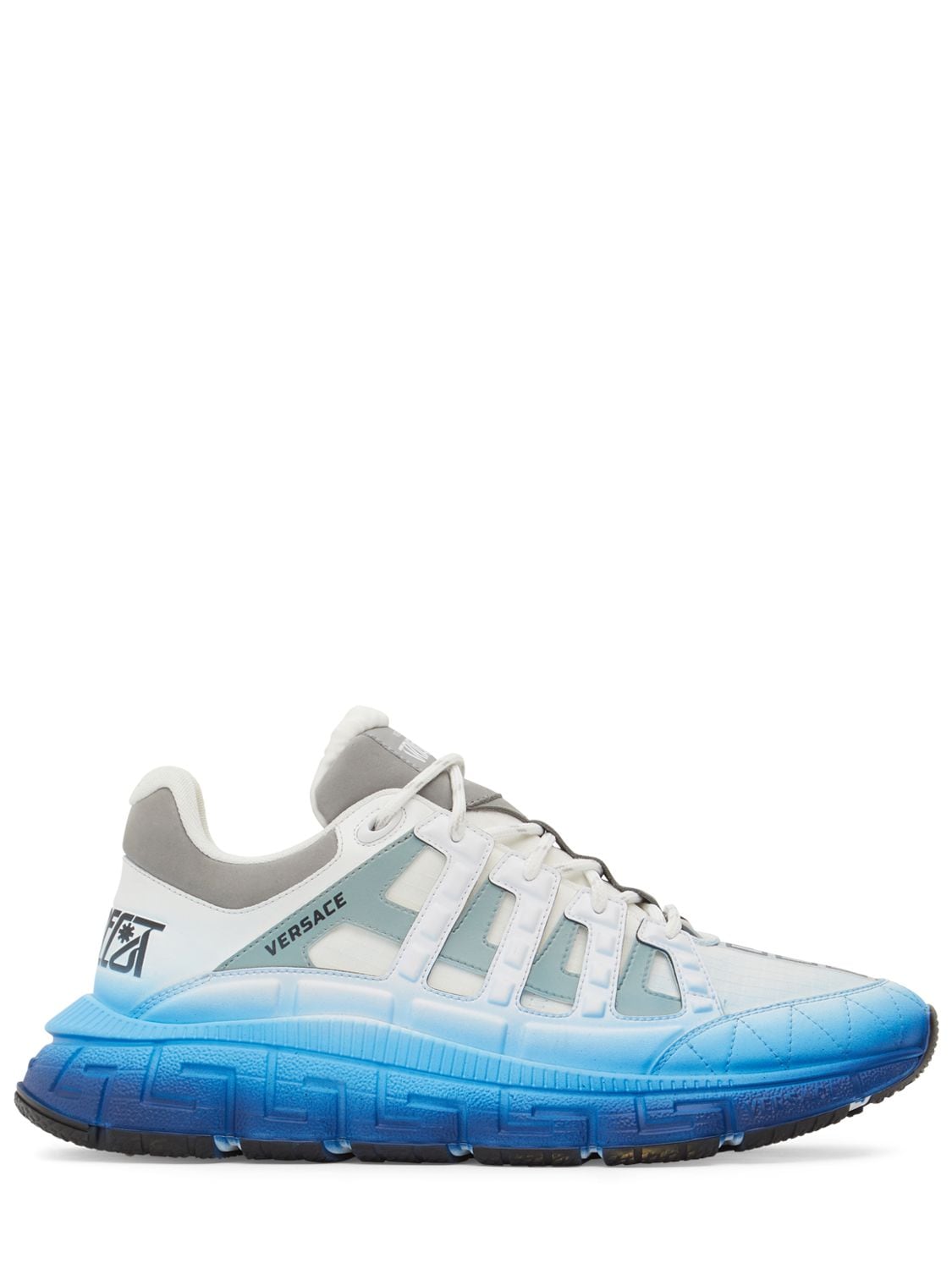 Versace Fabric Trainers In White,blue
