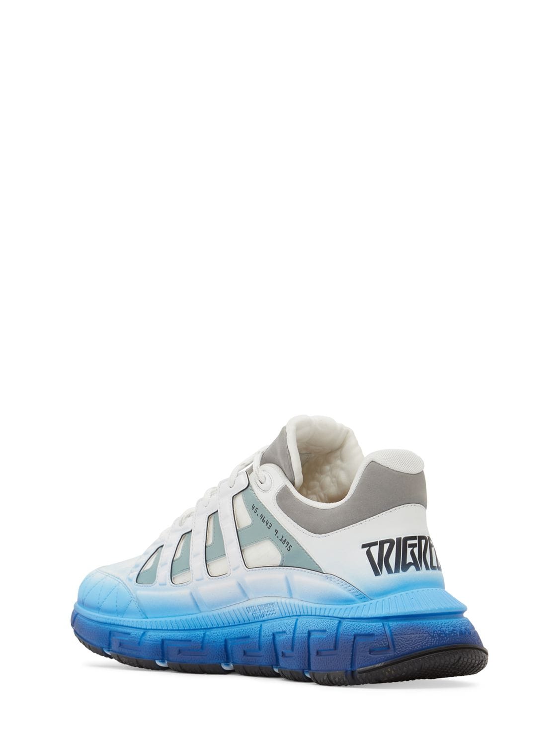 Shop Versace Fabric Sneakers In White,blue