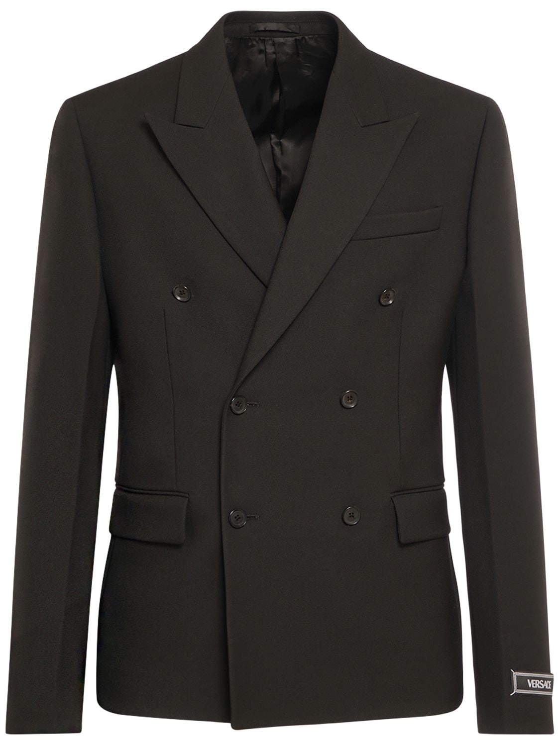 Versace Formal Double Breasted Wool Jacket In Black  