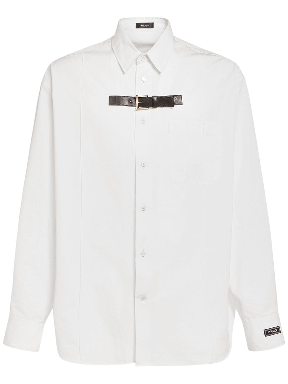 Shop Versace Informal Heavy Cotton Poplin Shirt In White