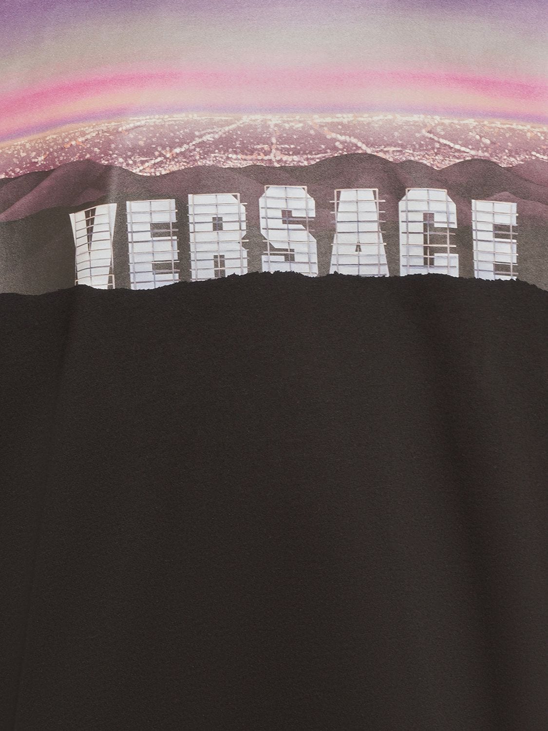 Shop Versace Hills Printed Cotton T-shirt In Black