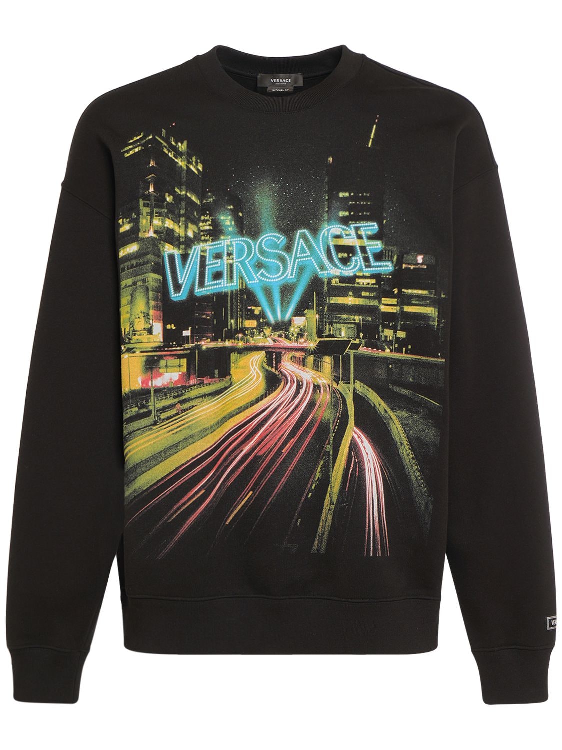 Image of Versace Lights Printed Cotton Sweatshirt