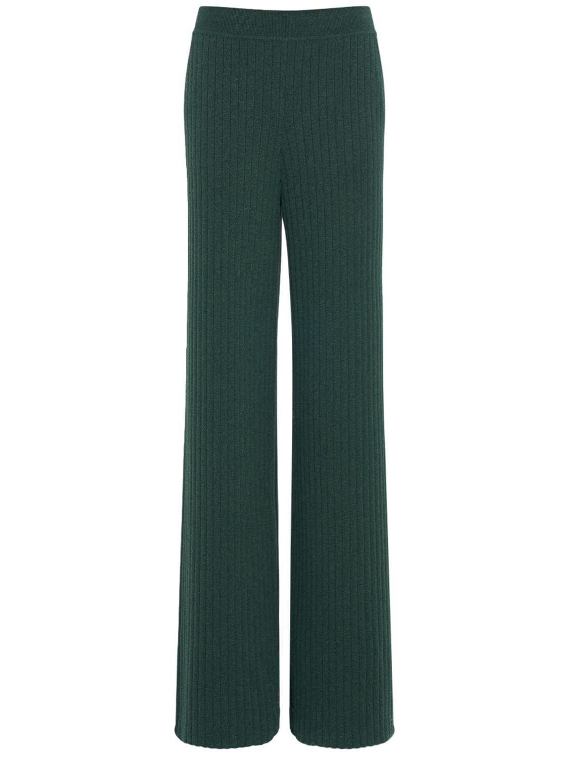 LORO PIANA Maras Rib Knit Cashmere Wide Pants