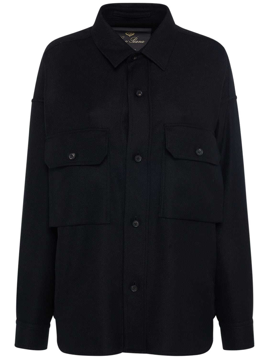 Loro Piana Alvar Cashmere Flannel Overshirt In Black