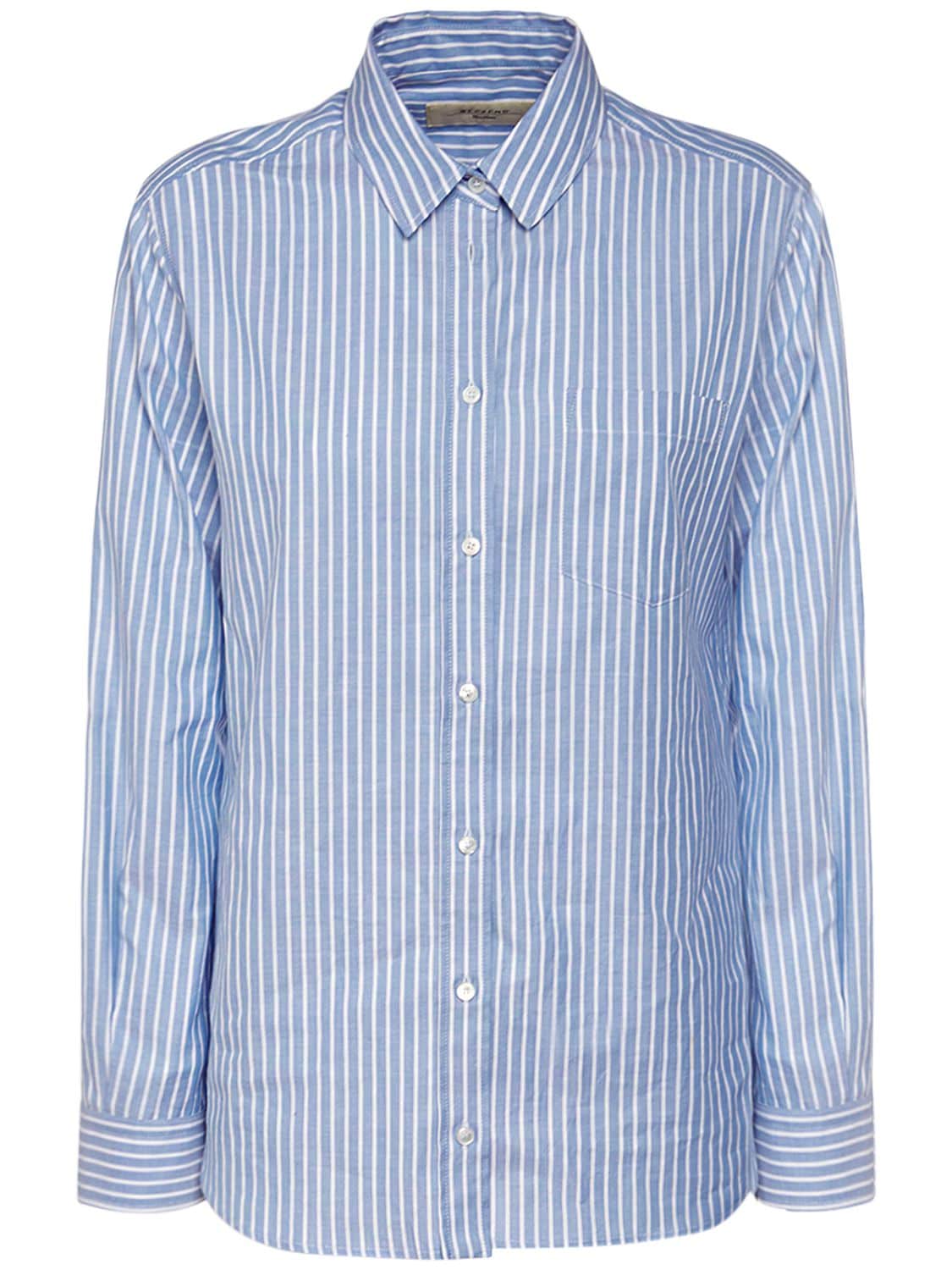 Weekend Max Mara Mino Striped Oxford Cotton Regular Shirt In White,blue