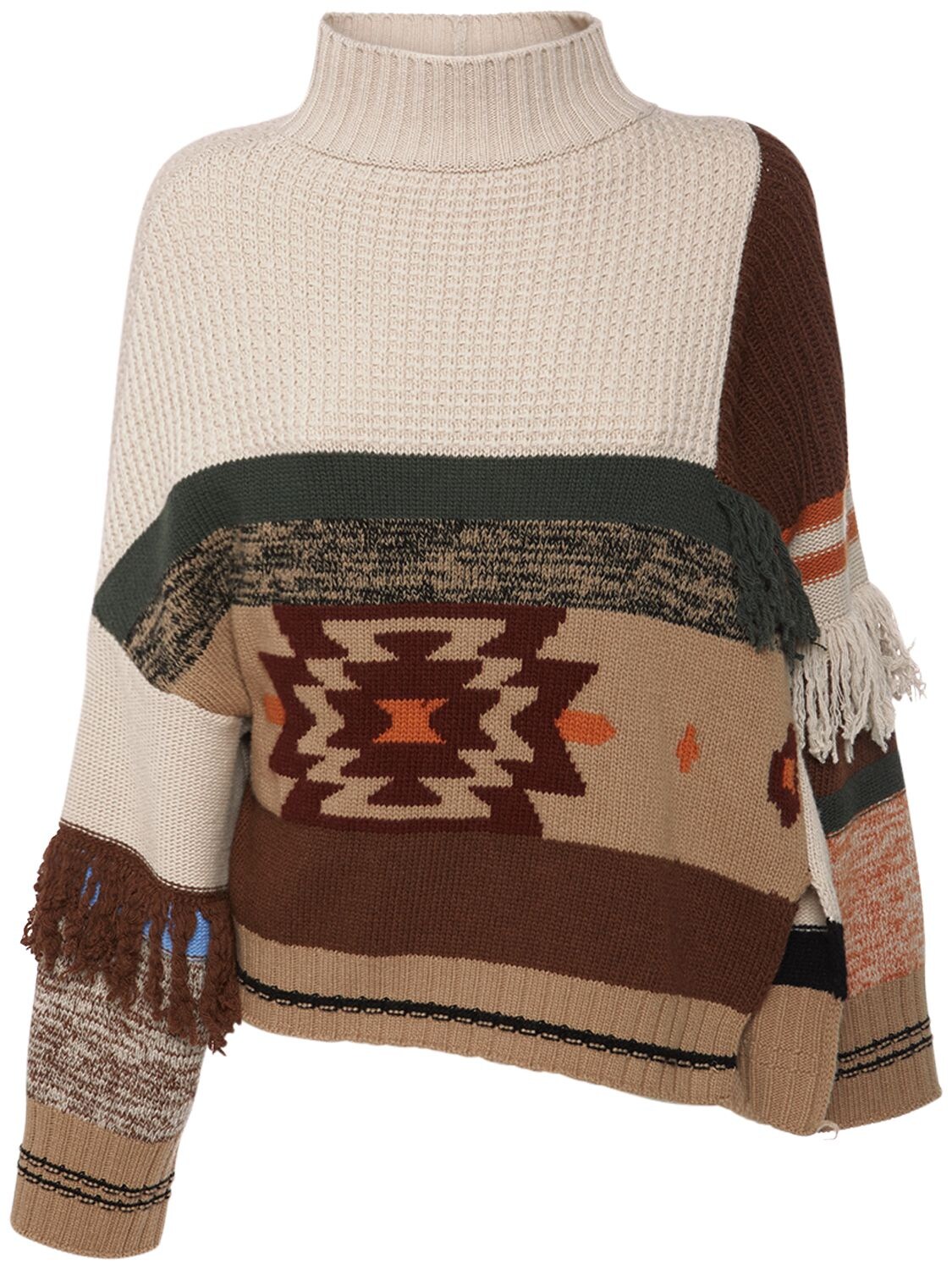 Affori Wool Jacquard Patchwork Sweater – WOMEN > CLOTHING > KNITWEAR
