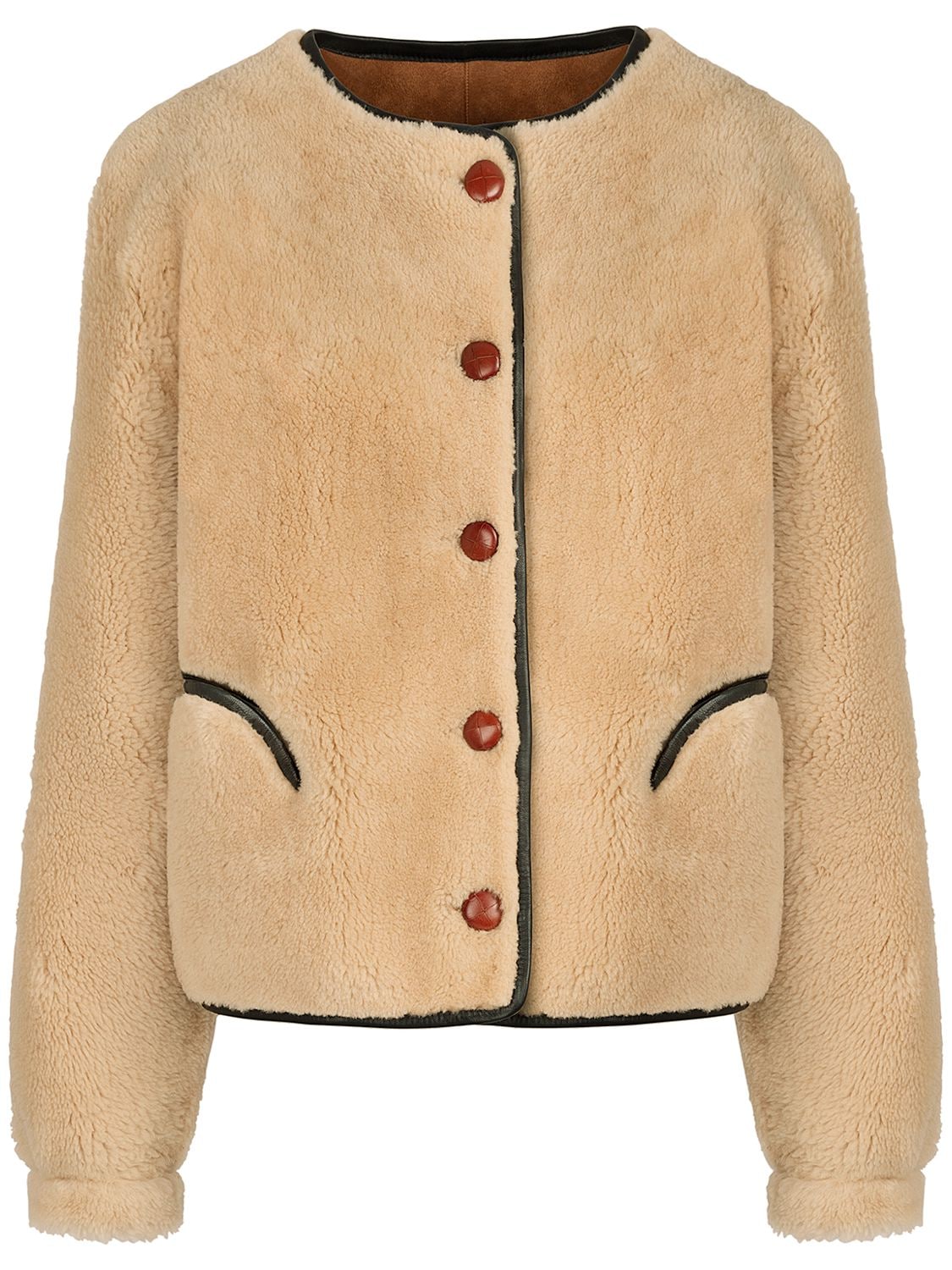 Shop Blazé Milano Tatoosh Gliss Shearling Jacket In Beige