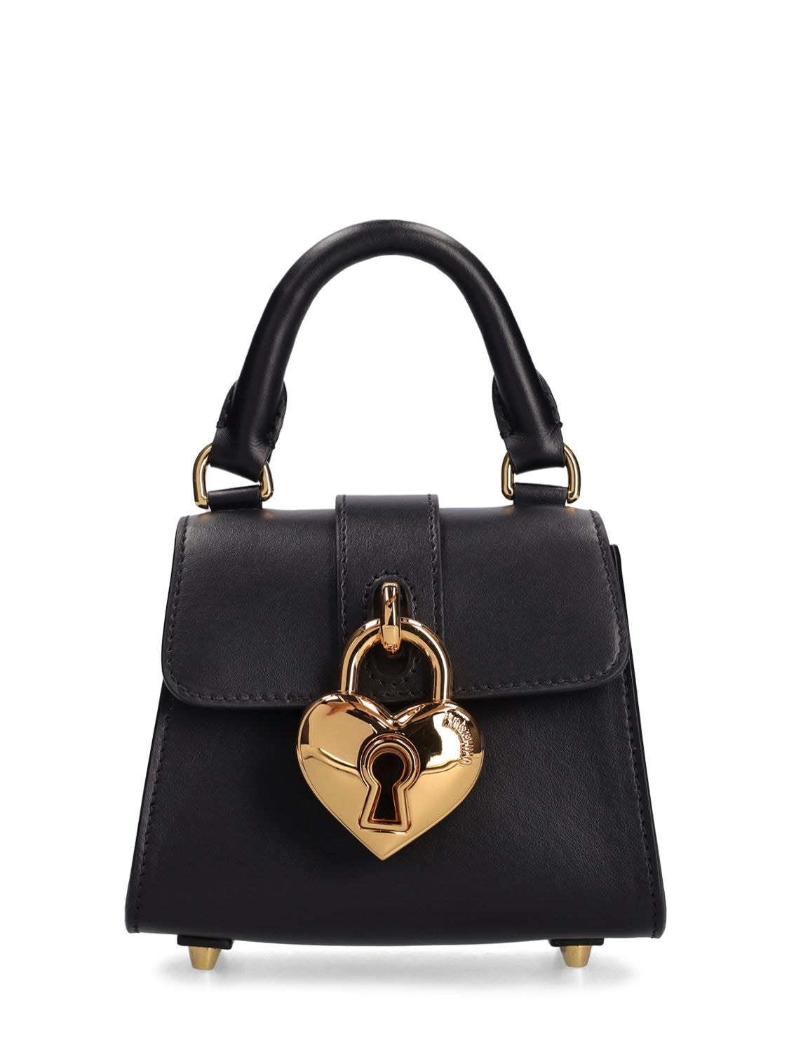 Moschino Heart Lock Top Handle Bag In Black