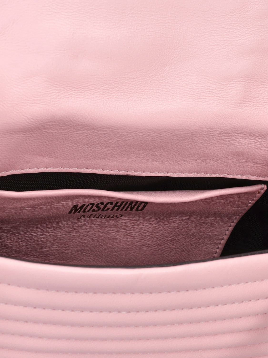 Shop Moschino Biker Leather Shoulder Bag In Pink