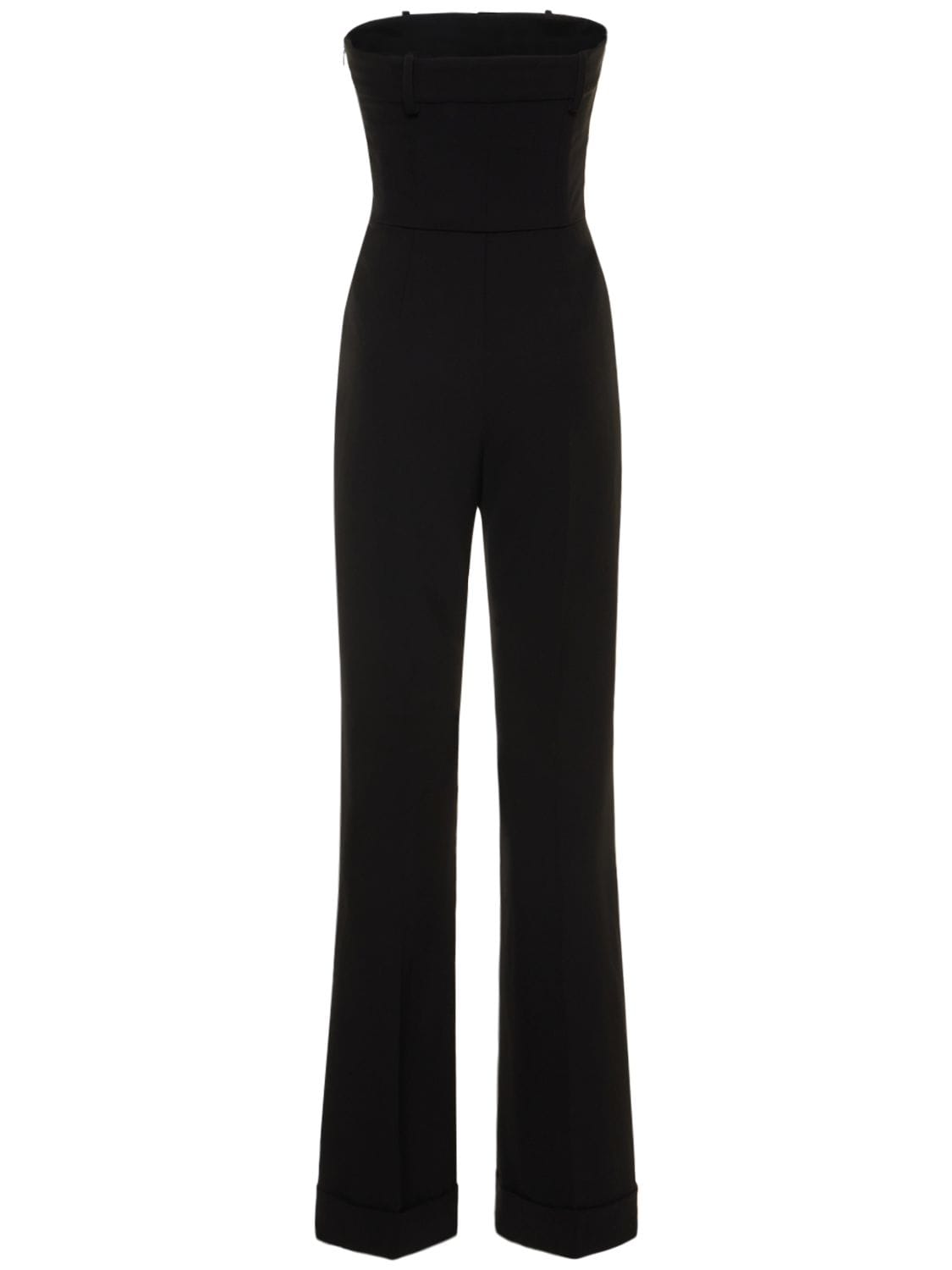 Shop Moschino Stretch Crepe Strapless Corset Jumpsuit In Black