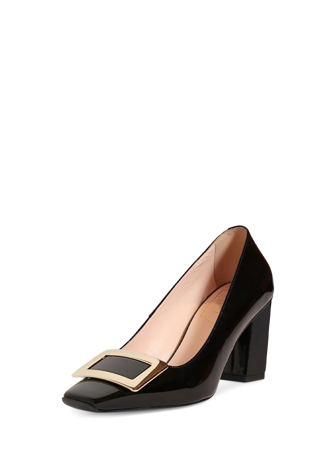 Shop Roger Vivier 75mm Belle Vivier Patent Leather Pumps In Black