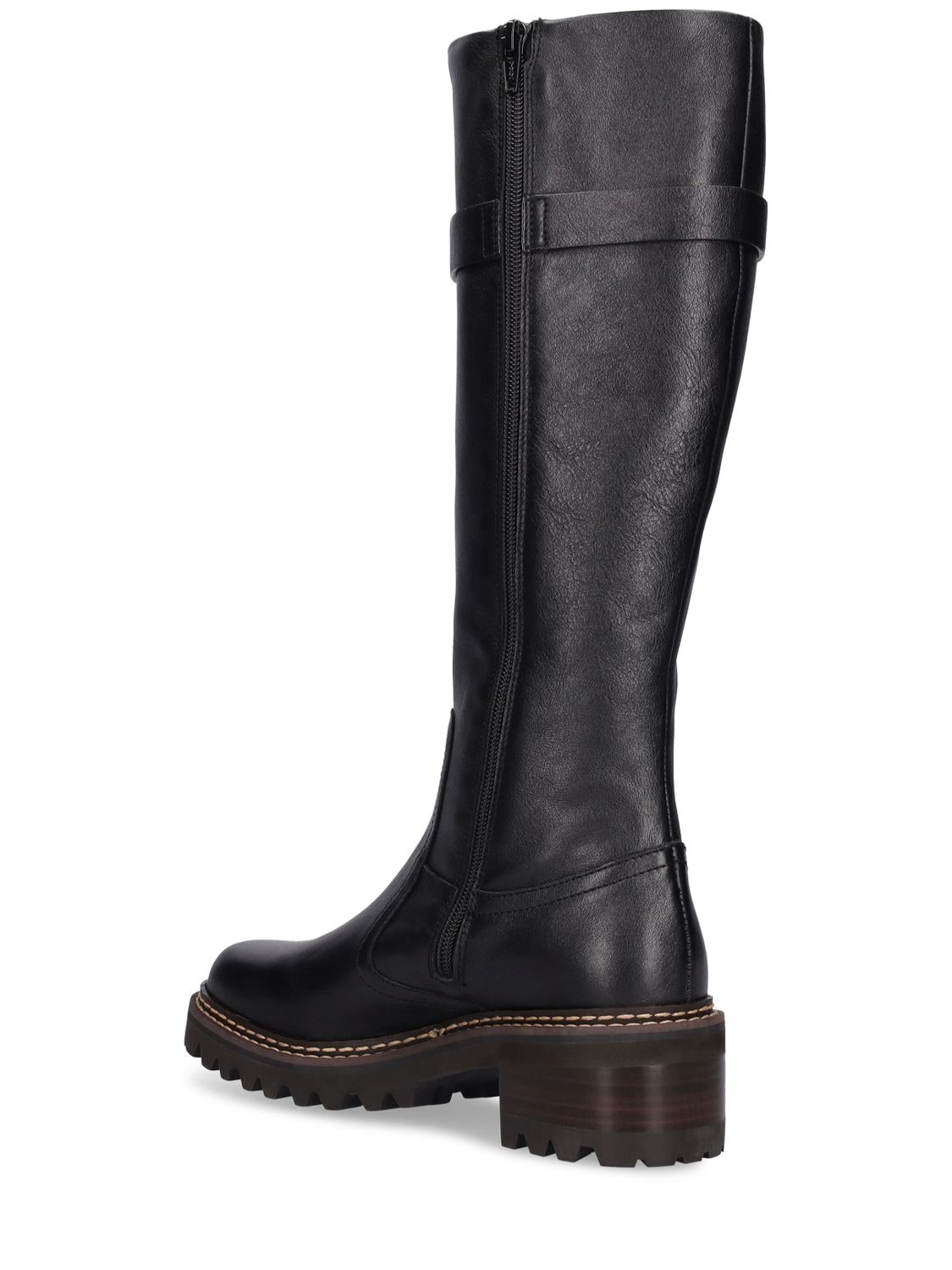 Shop See By Chloé 45mm Hana Leather Tall Boots In Black