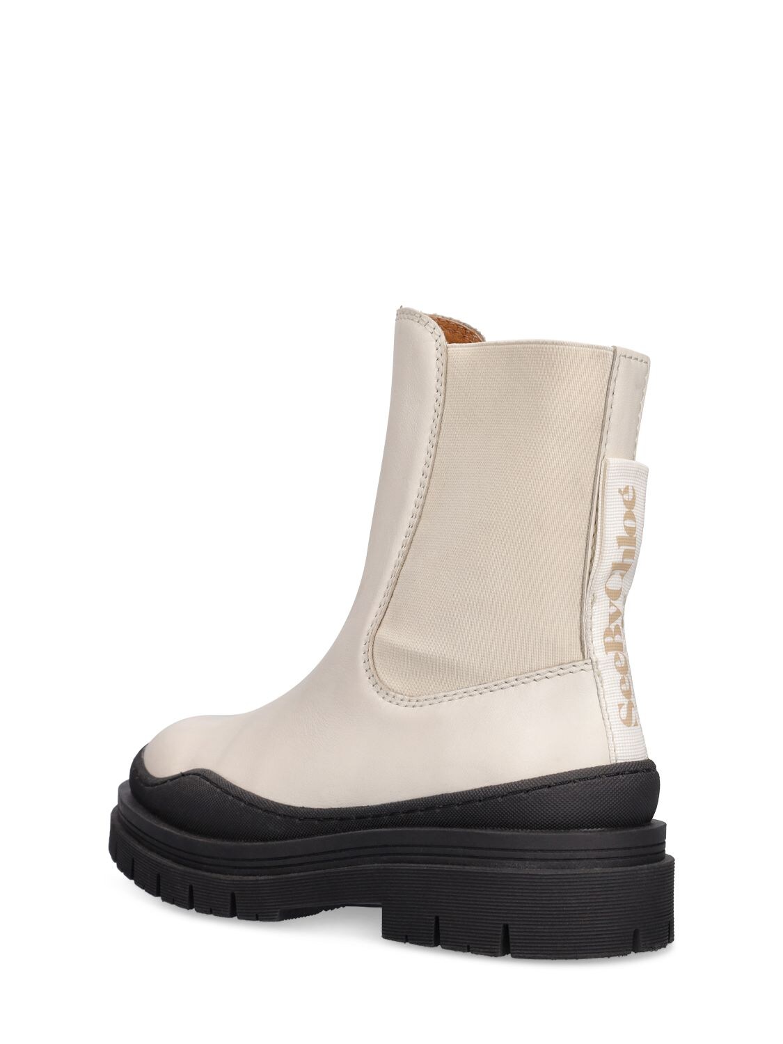 Shop See By Chloé 35mm Alli Leather Chelsea Boots In Ivory