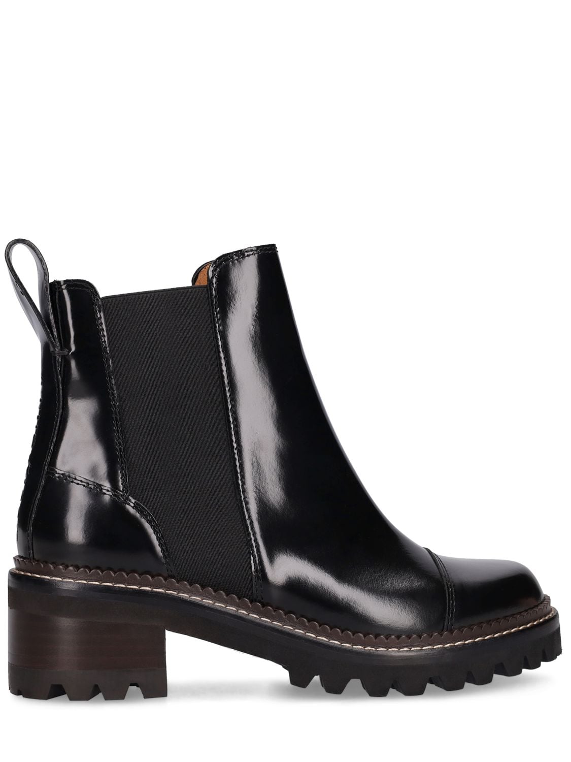 See By Chloé 40mm Mallory Brushed Leather Ankle Boots In Black