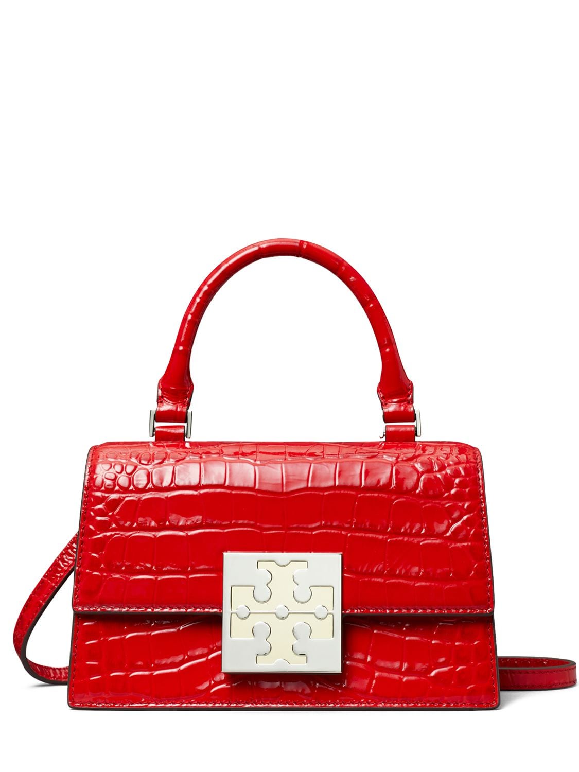 TORY BURCH MINI TREND CROC EMBOSSED TOP HANDLE BAG