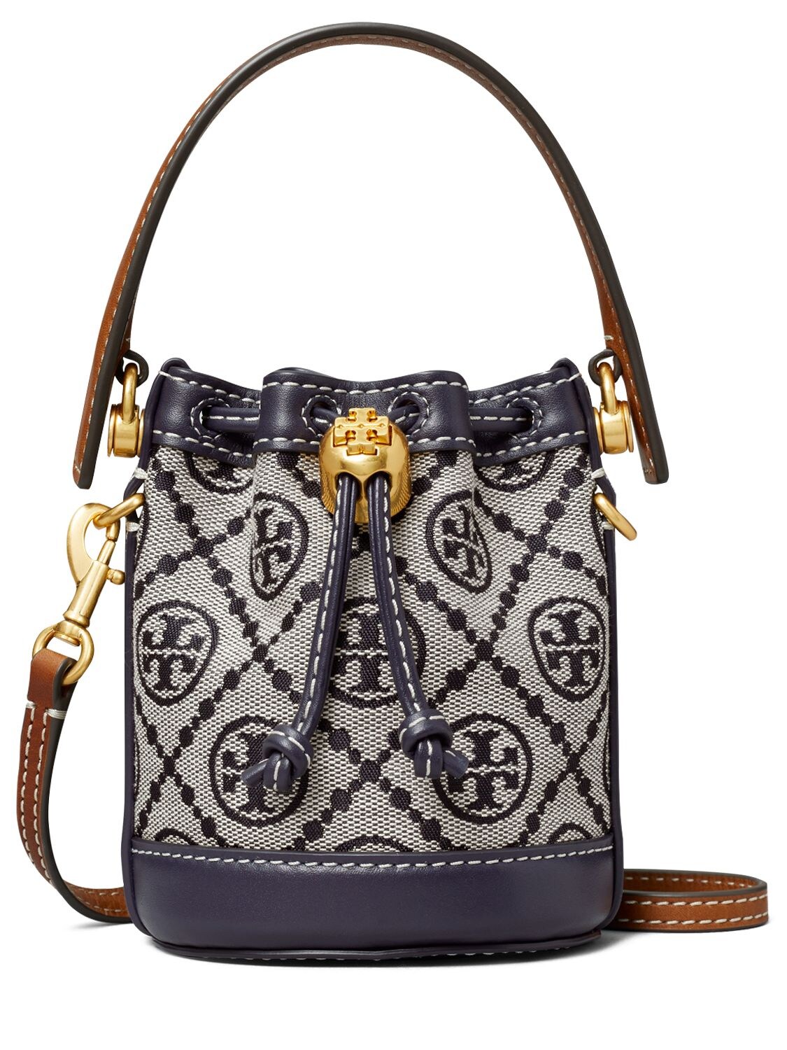 Tory Burch 't Monogram Micro' Bucket Bag in Black