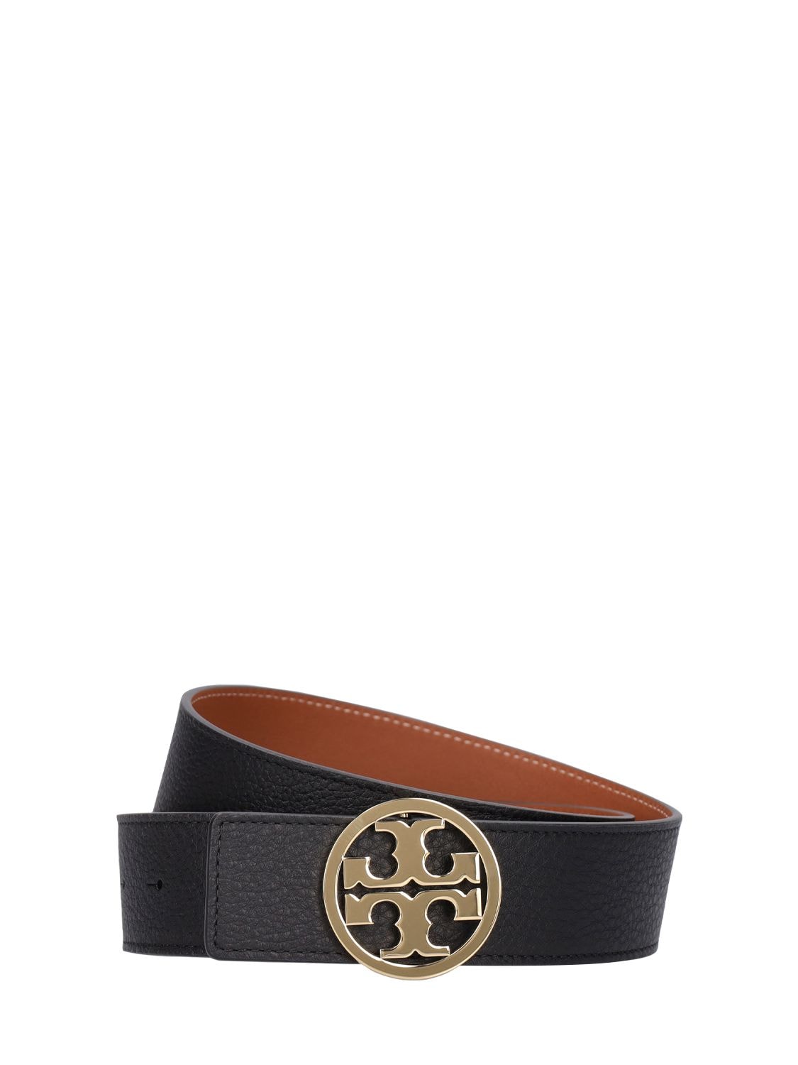Tory Burch Miller Reversible Leather Belt In Black,classic