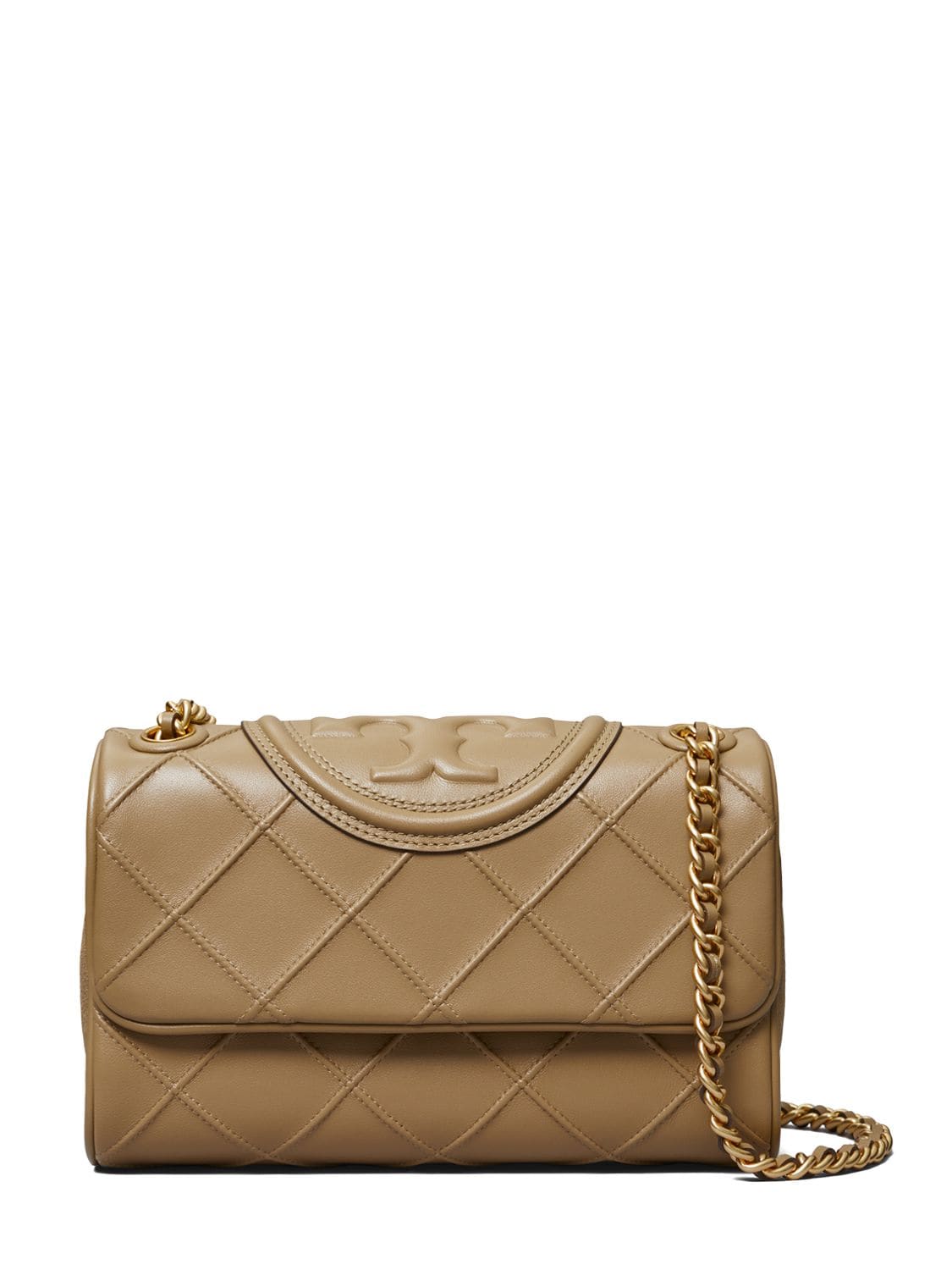 Tory Burch Fleming Small Quilted Leather Convertible Shoulder Bag In Pebblestone