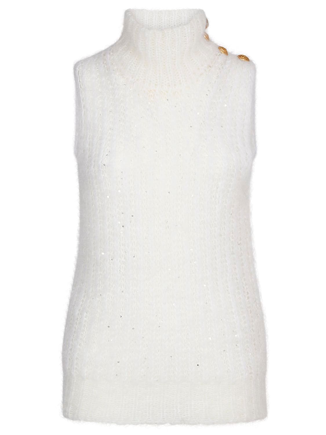 Knit Cashmere Blend Turtleneck Vest – WOMEN > CLOTHING > KNITWEAR