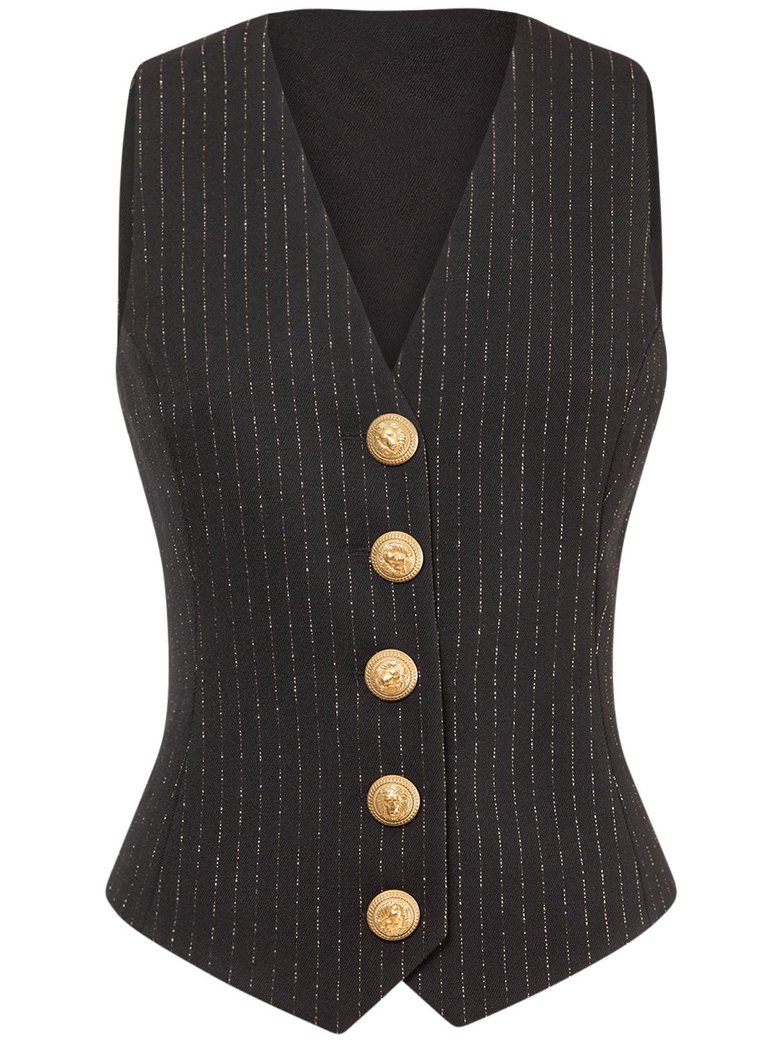 Pinstriped Lurex Wool Vest – WOMEN > CLOTHING > JACKETS