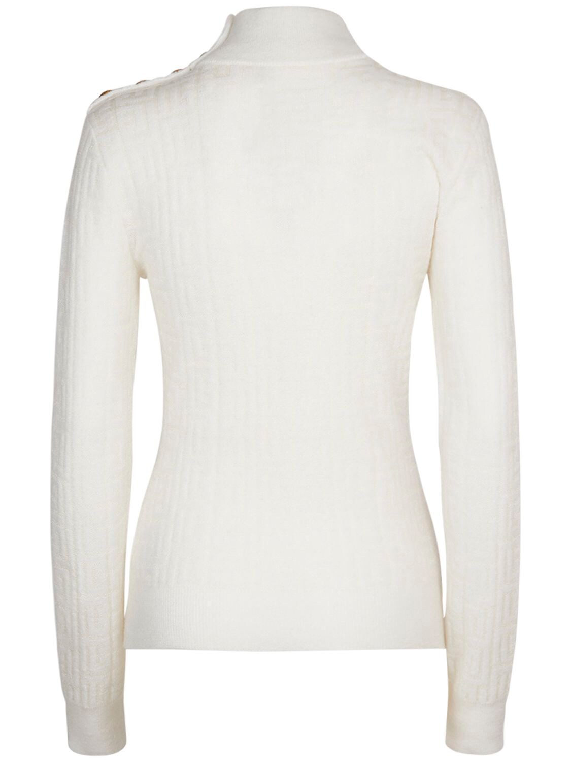 Shop Balmain Monogram Mohair Blend Knit Sweater In White