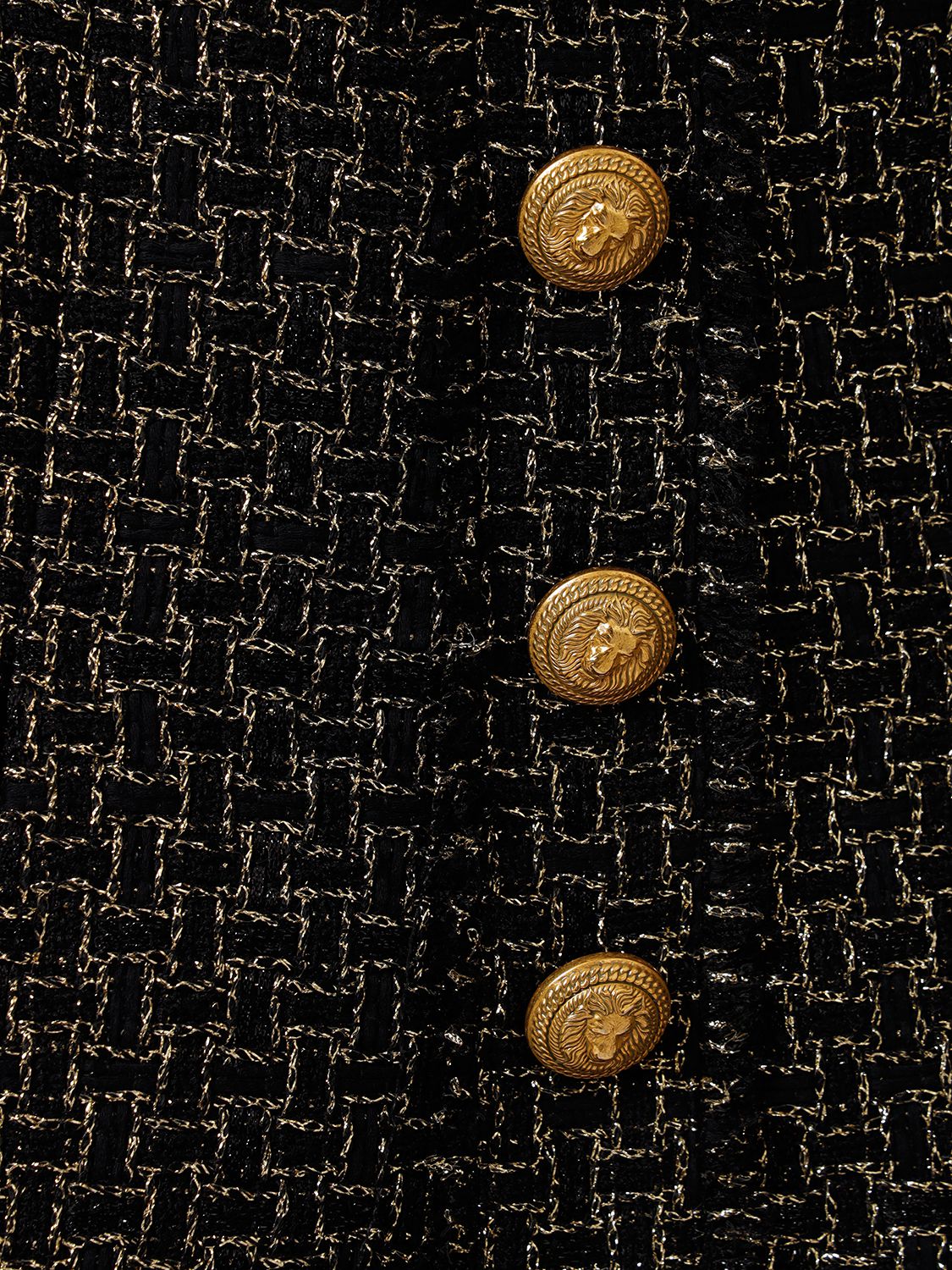 Shop Balmain Pleated Lurex Tweed Mini Skirt In Black,gold