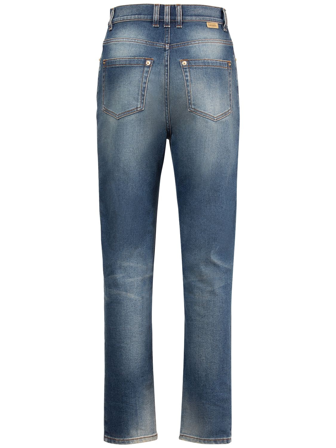 Shop Balmain High Rise Denim Skinny Jeans