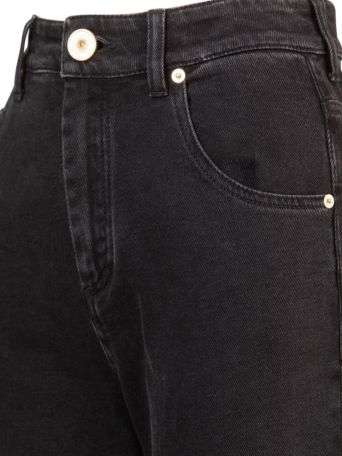 Shop Balmain High Rise Flared Denim Jeans In Black