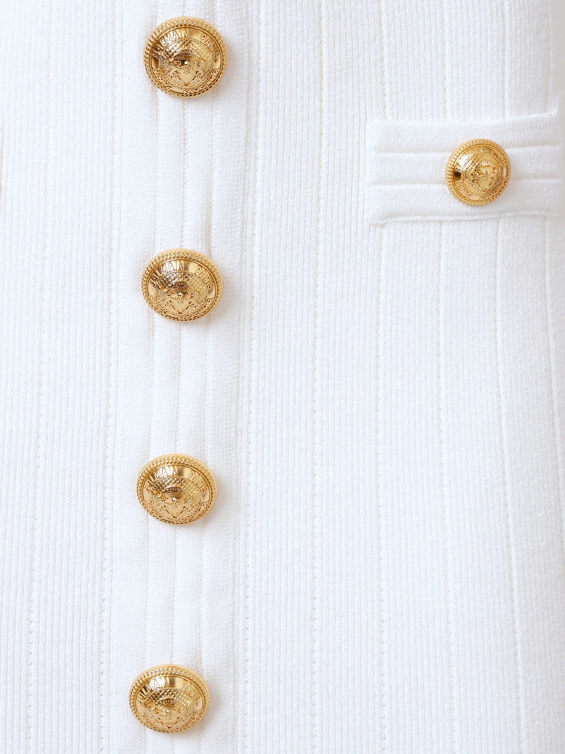 Shop Balmain Long Sleeved Viscose Knit Mini Dress In White