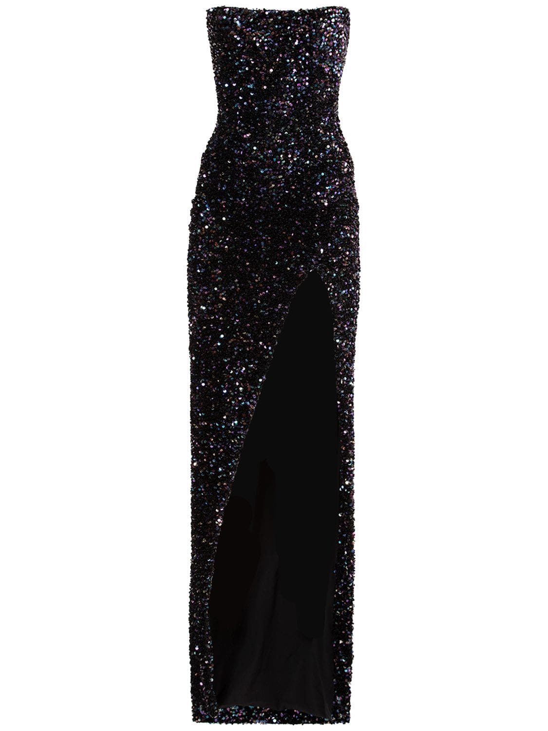 BALMAIN STRAPLESS SEQUINED GOWN