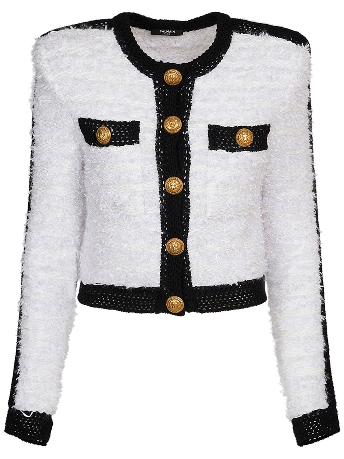 Image of Tweed Knit Cropped Jacket