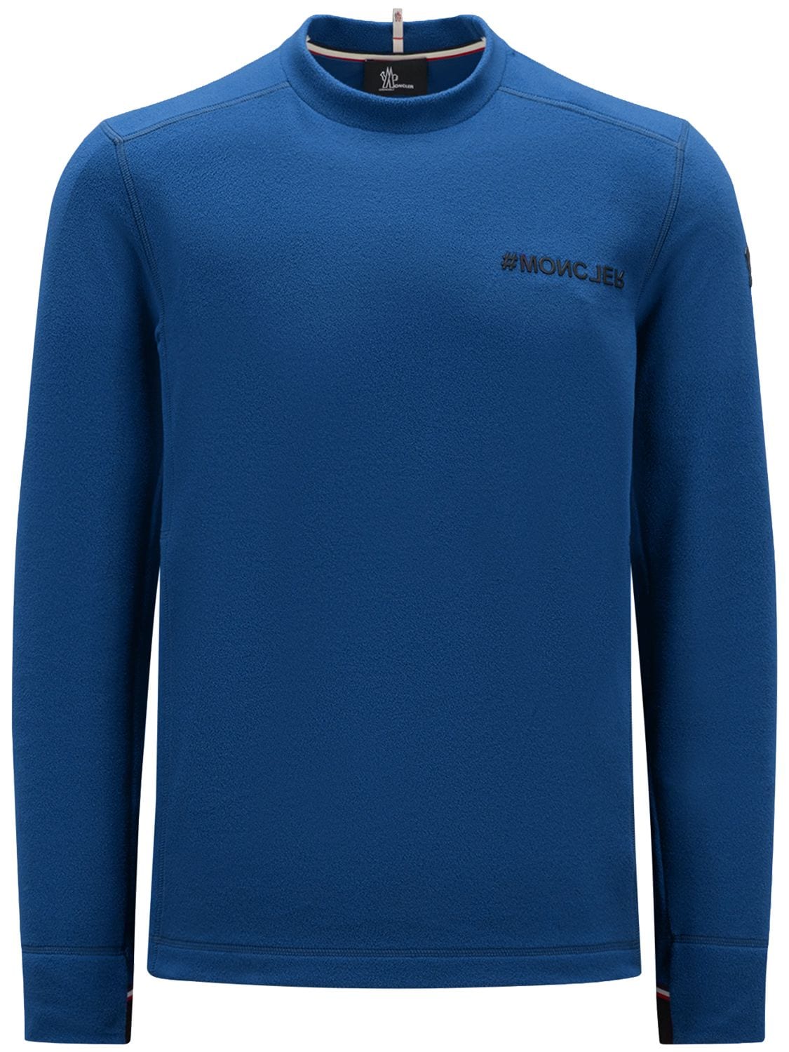 Moncler Nylon Long Sleeve T-shirt W/ Logo Detail In Blue