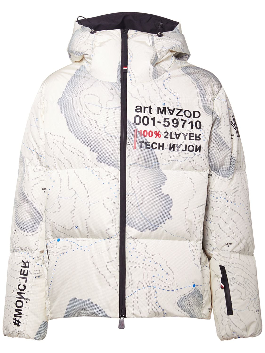 Shop Moncler Mazod Printed Nylon Down Jacket In White,multi
