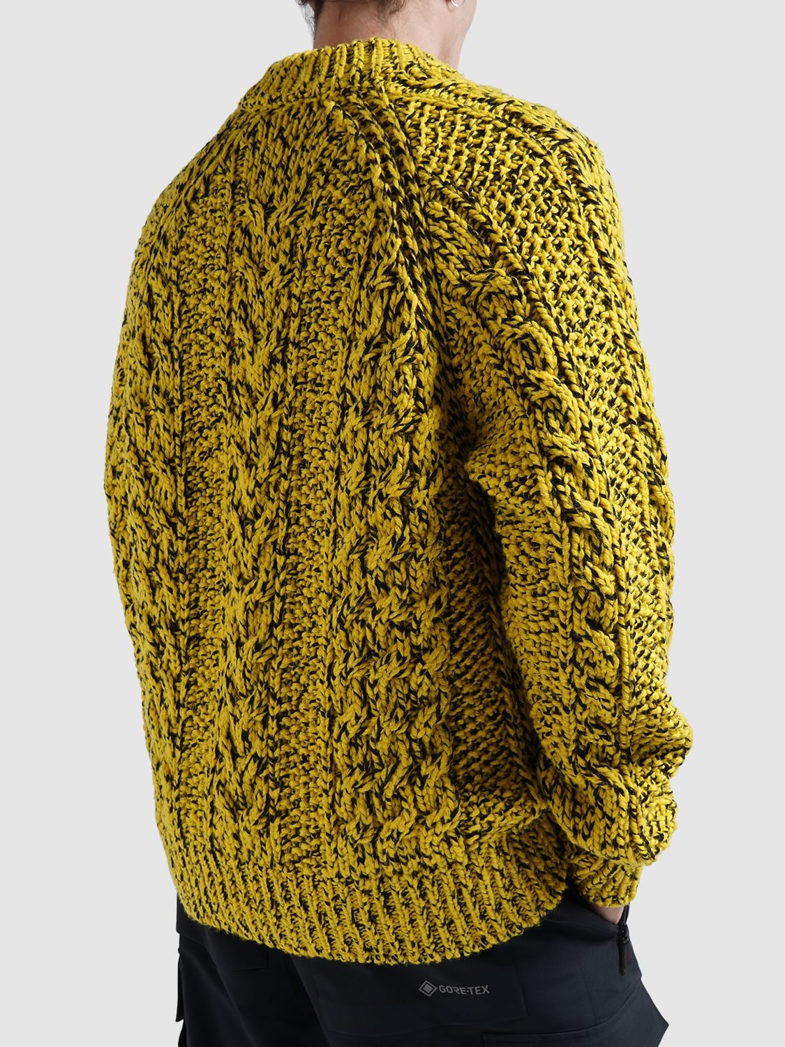 Shop Moncler Wool Blend Knit Sweater In Yellow,black