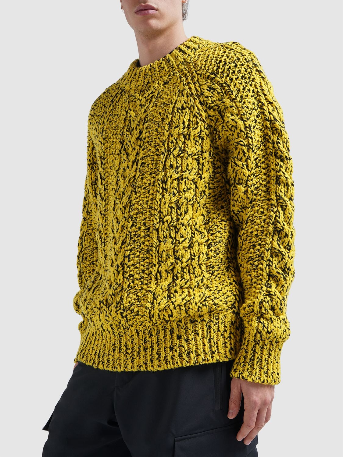 Shop Moncler Wool Blend Knit Sweater In Yellow,black