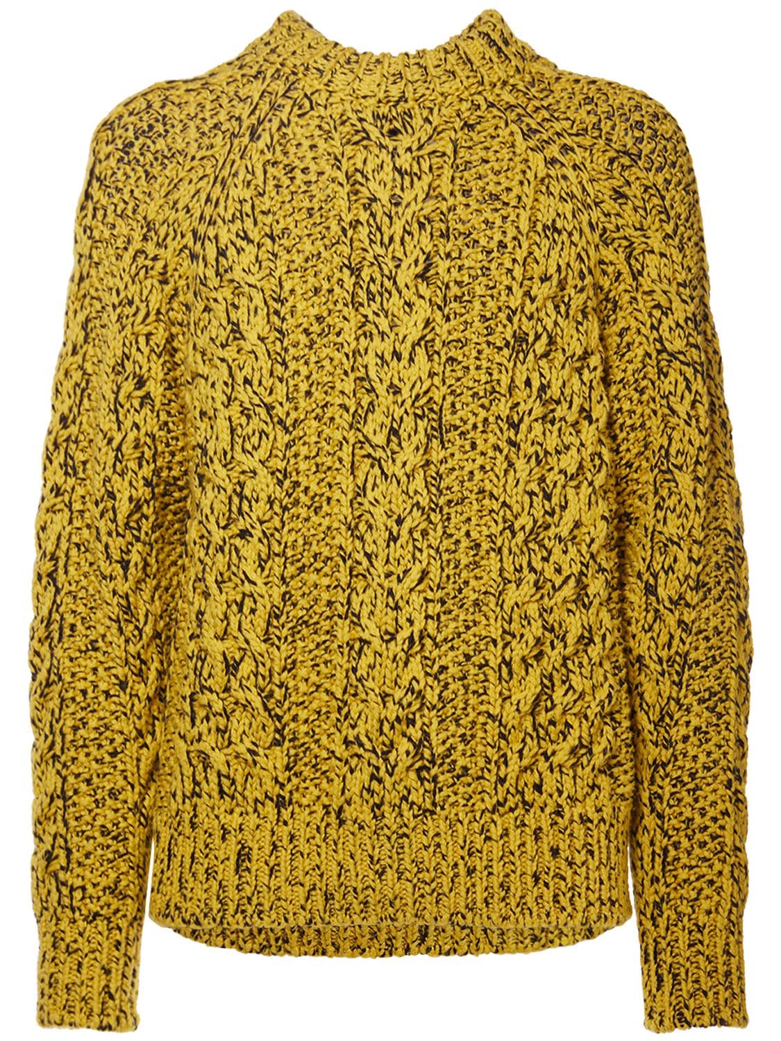 Moncler Wool Blend Knit Sweater In Gold