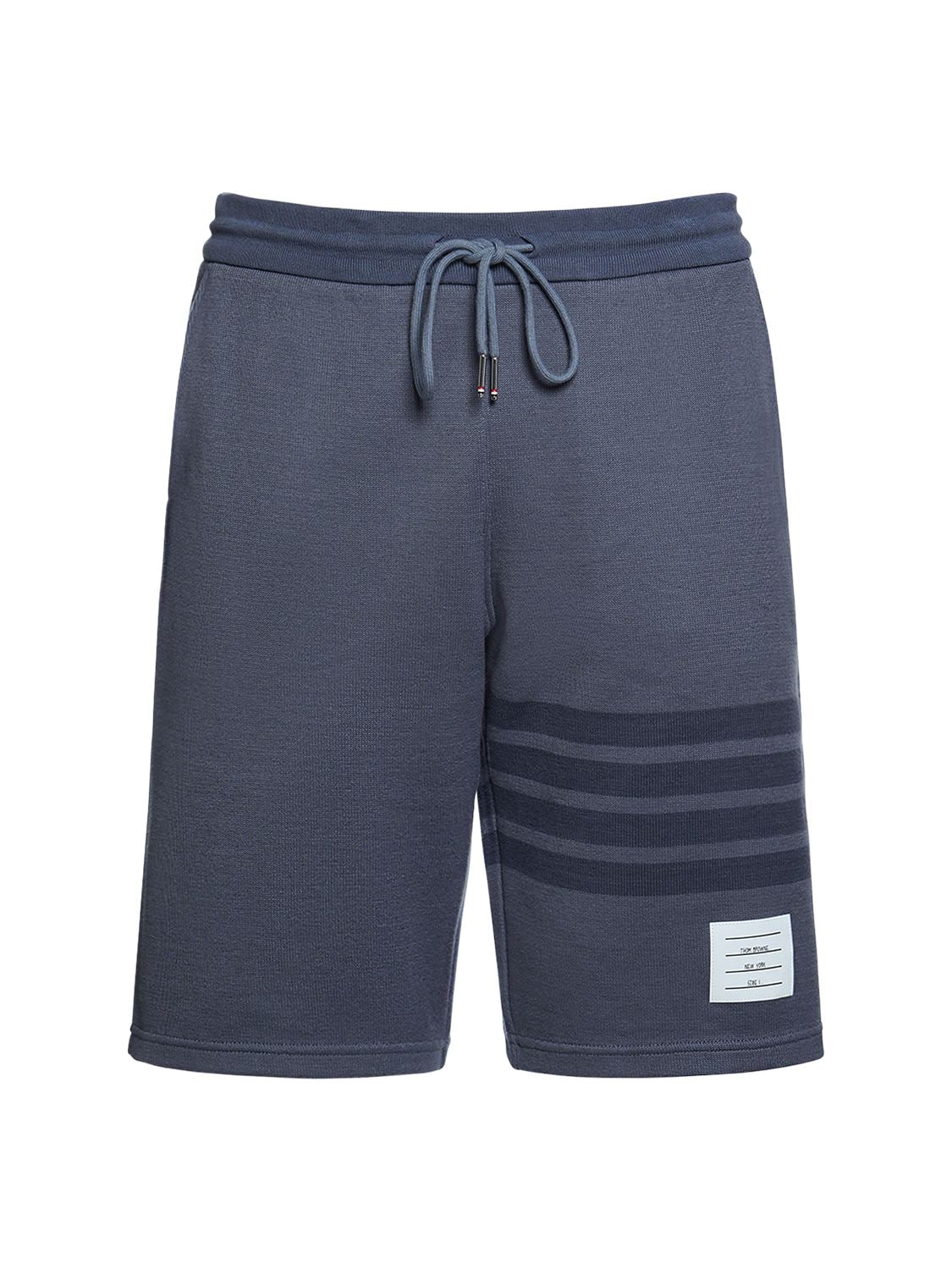 Thom Browne Double Face Knit Sweat Shorts In Blue