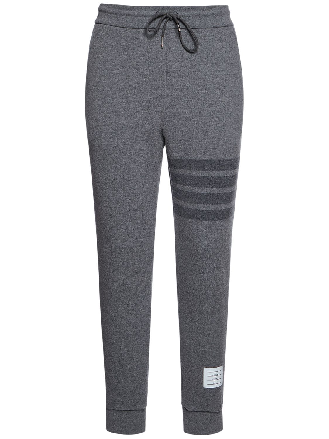 Shop Thom Browne Wool Loopback Sweatpants W/ 4 Bar In Lt Grey