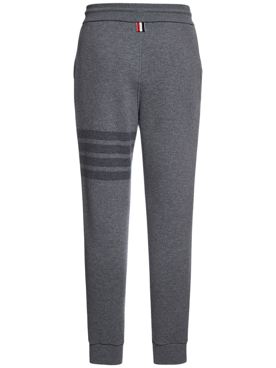 Shop Thom Browne Wool Loopback Sweatpants W/ 4 Bar In Lt Grey