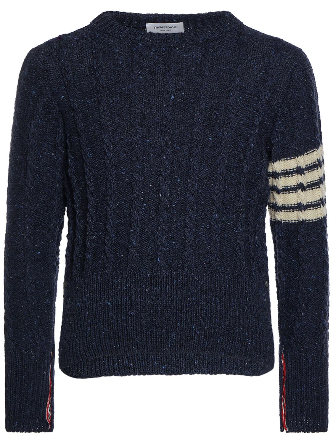 THOM BROWNE TWIST CABLE CREWNECK WOOL SWEATER