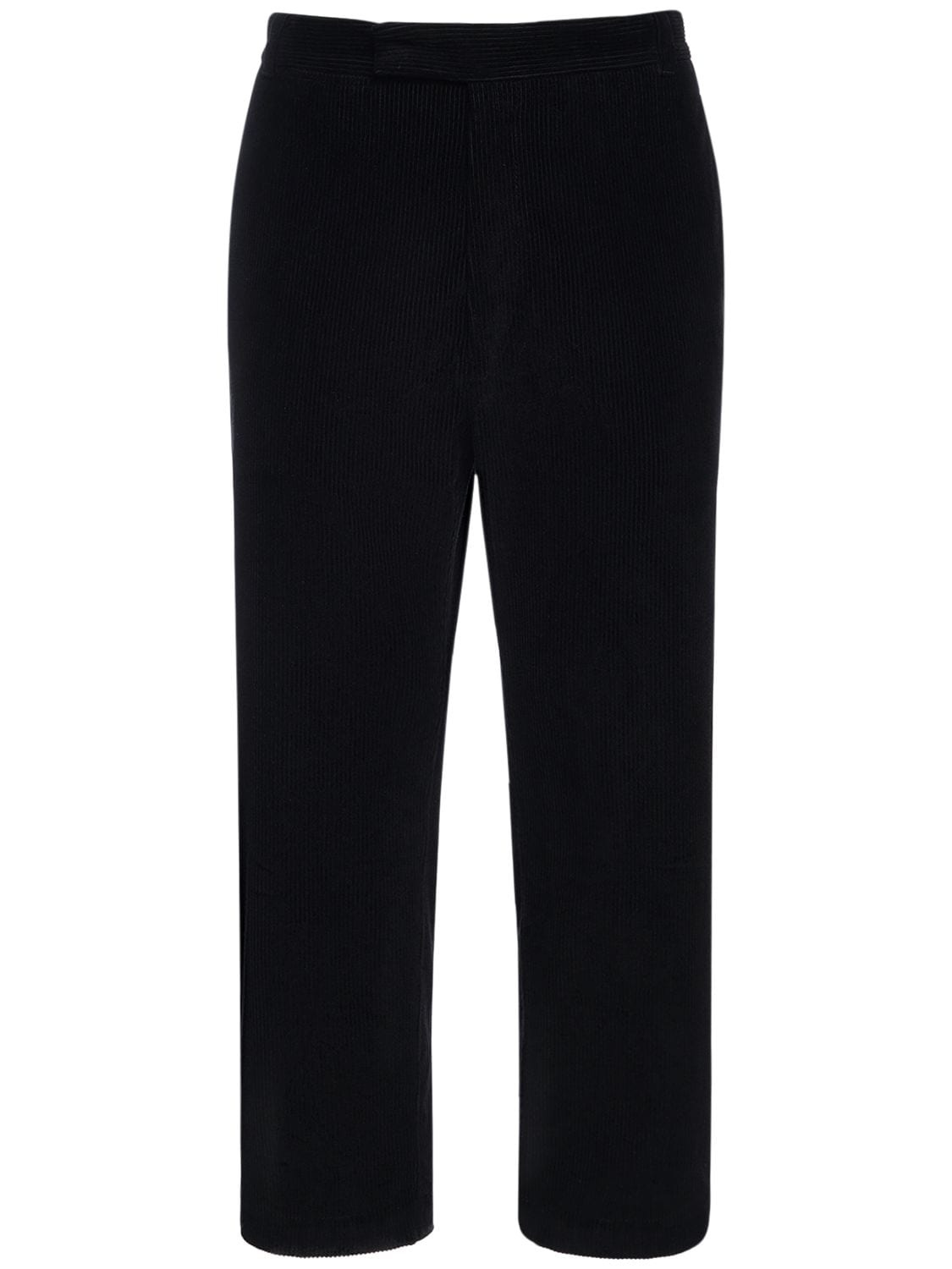 Thom Browne Cotton Corduroy Straight Leg Trousers In Black