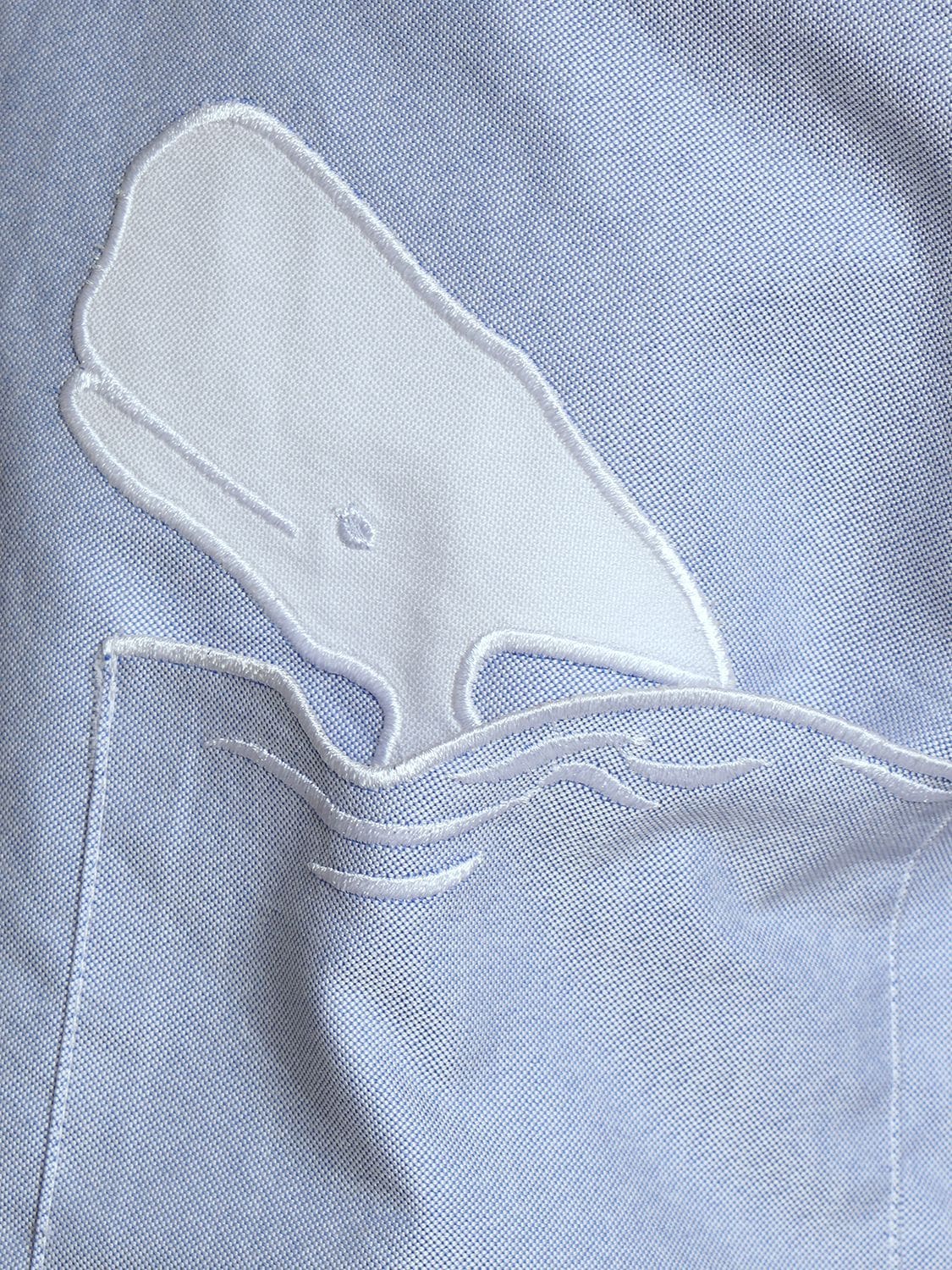 Shop Thom Browne Straight Fit Cotton Shirt W/ Embroidery In Light Blue