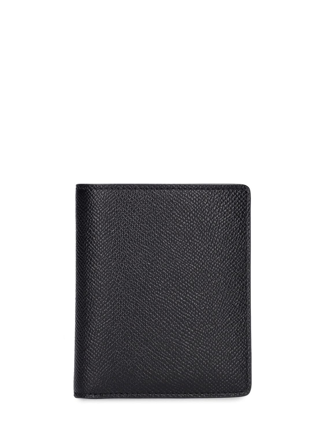 Maison Margiela Grained Leather Clip Wallet In Black